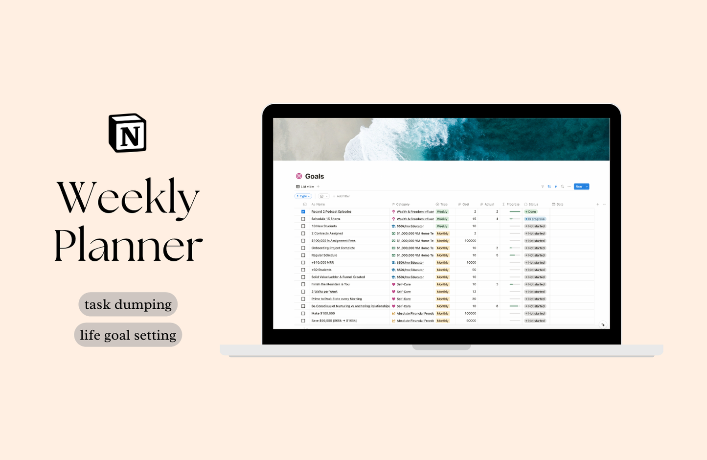 Notion Weekly Planner Template
